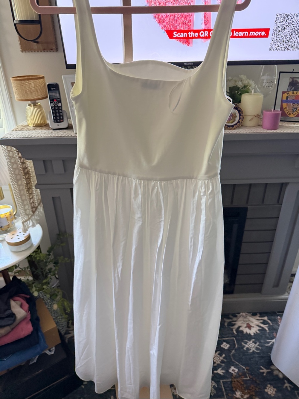 Rue Sophie White Fit and Flare Midi Dress- Size Large - Picture 4 of 8